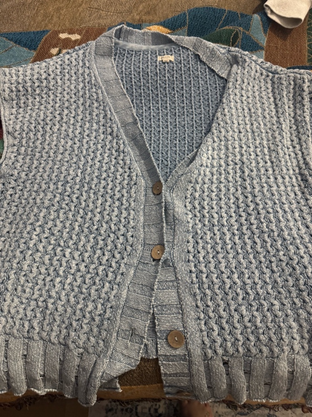 Like New Anthropologie Light Blue Women’s Distressed Sweater Vest Size L